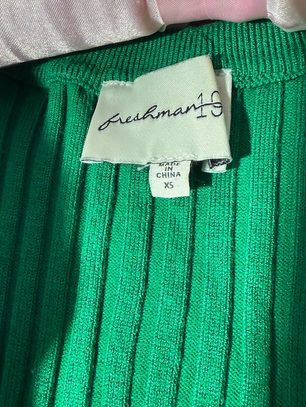 Freshman19 Green Ribbed Top - Picture 2 of 7